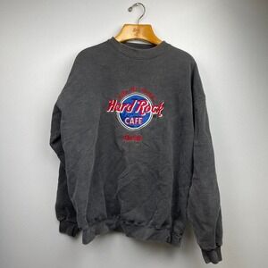 VTG 90s Hard Rock Sweater Retro Faded Gray Boston Casual Lounge Women's XL Indie